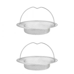 Filtres pour &Eacute;vier de Cuisine, 2 Pi&egrave;ces 11 cm Filtre de Vidange, Filtre &agrave; &Eacute;vier en Acier Inoxydable, Tamis d'&eacute;vier, Cr&eacute;pine de Vidange d&rsquo;&eacute;vier avec Poign&eacute;e, Filtre &Eacute;vier pour Baignoire Cuisine (Fukuhaza, neuf)