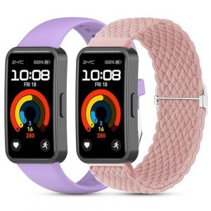 CHULN 2 Pi&egrave;ces Bracelet Compatible avec Huawei Band 9/Huawei Band 8, R&eacute;glable Imperm&eacute;able Silicone&Nylon Remplacement Bracelet pour Huawei Band 9/8. (No host) (TianQJ Tech EU, neuf)
