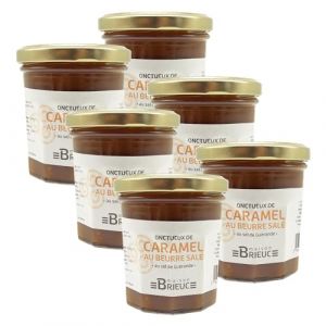 BRIEUC - LOT 6 POTS 210g Caramel Beurre Sal&eacute; &ndash; Fabriqu&eacute;s par nos Maitres Carameliers en Bretagne (Les cr&ecirc;pes Paysan Breton, neuf)