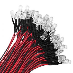 YIXISI 100 Pièces 12V Diodes, LED Pre-Wired Round Top Ampoule Lampe, 5mm Diode Ampoule pour Bricolage Voiture Jouets de Bateaux Parties (Rouge) (YXS-DE, neuf)
