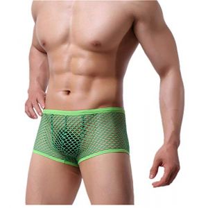 Kwelt Homme sous-v&ecirc;tements Lingerie Homme Boxer R&eacute;sille Transparente Slip Respirante Cale&ccedil;on Briefs,S,Vert (JIEMINGJINGXUAN, neuf)