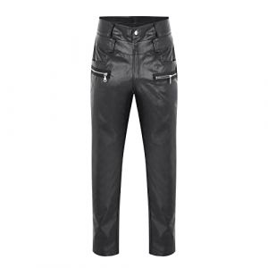 Darringls Pantalon en Cuir Homme Punk Slim Fit PU Cuir Biker Pantalon Automne Hiver Décontracté Rétro Gothique Punk Cuir Moto Pantalon Leggings Noir Pantalon Cargo en Cuir pour Hommes, 02 noir., XL (Darringls, neuf)