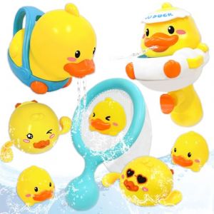 VBACALA 9 PCS Jouets de Bain,Jouets de Bain 3 Ans et Plus avec Canard Remontable,Filet de Pêche,Sac de Rangement,Canard Pistolet à Eau Jouets Aquatiques Enfants pour Garçons et Filles (VBACALA TOYS, neuf)
