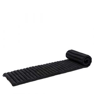 Leewadee Matelas De Sol Pliable, Futon Japonais Enroulable, Lit D'Appoint, Chauffeuse, Tapis De Yoga Ou Méditation en Kapok, 190 x 50 cm, Noir (Leewadee, neuf)