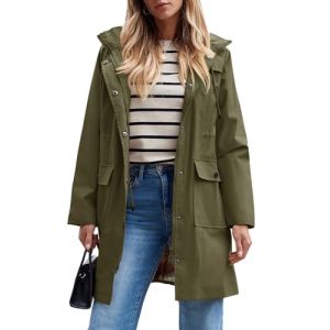 SaphiRose PONCHO Veste de Pluie Longue pour Femme Manteau &agrave; Capuche Coupe-Vent Imperm&eacute;able d'Ext&eacute;rieur-Vert-XXL (Saphirose EU, neuf)