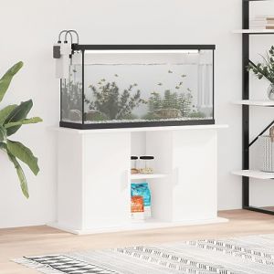 Homgoday Support d'aquarium avec compartiments et étagères - Meuble bas pour aquarium - Table basse pour aquarium - Meuble de terrarium - Blanc - 101 x 41 x 58 cm (ShiFanKeJi, neuf)