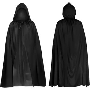 YXHZVON Cape à Capuche Noir, Cape Sorcier, Déguisement Adulte Unisexe Costume,Idéal pour Halloween, Carnaval et Les Fêtes（180cm (xiaxingsales, neuf)