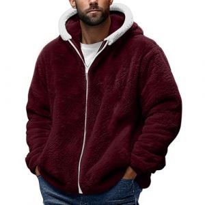 Veste en Jean Homme Sweatshirts Chaud Sweat a Capuche Zipp&eacute; Ski Hoodies Manteau Hiver Interieur Blouson Zipp&eacute; Polaire Homme Hiver Chaud Molleton Manteau M (YUOCHE, neuf)