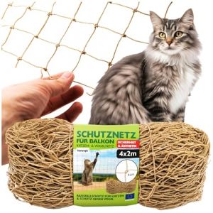 KONZEPT Filet de Sécurité pour Chats en Beige 4x2m - Protection Robuste pour Balcon et Fenêtre, Tailles Variées, Parfait pour Balcons, Fenêtres, Enclos Extérieurs (KONZEPT GmbH, neuf)