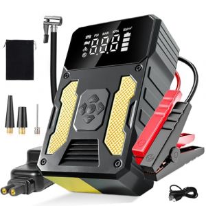 Car Jump Starter Power Pack,6000A Portable Battery Charger Booster Jump Box Jumper Power Pack Emergency Start Power Bank with LED Flashlight & LED Display(Jaune) (Qinshang-US, neuf)