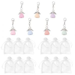 COYUN Lot de 12 Porte Clé Ange Gardien,+12pcs Sachets organza, Petits Porte-bonheur,Porte Clé Ange Communion,Porte Clé Ange Baptême,Porte-clés Ange Gardien pour Baptême, Noël, Mariage(B) (HLWA RETAILS LTD UKSTORE, neuf)