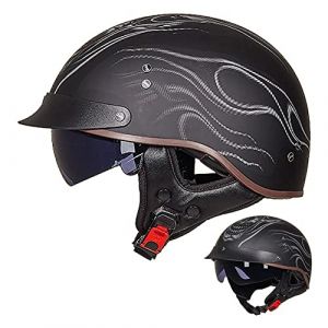 ACLFFSHOP Demi Casque De Moto, Casque Jet Rétro, Casque Bol Moto Homologué ECE, Casques Vintage à Face Ouverte, avec Pare-Soleil et Doublure Intérieure Amovible, pour Vélos Motos Scooter (GXPgxp, neuf)