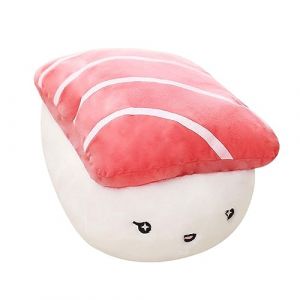 WRXFZZXT Jouet En Peluche R&eacute;aliste For Sushi Au Saumon, 40,6 Cm, Mignon En Forme de Nourriture Japonaise, &OElig;uf Au Plat, Thon, Sushi, Oreiller Doux, Coussin, Lit, Canap&eacute;, D&eacute;coration de Voiture, Cadeaux (zhongweiyida, neuf)