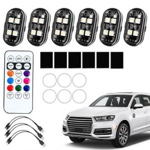 Ylnailky Gyrophares pour Voiture - 6 Pi&egrave;ces Sans Fil Avertissement Ambiance - T&eacute;l&eacute;commande LED Stroboscope Drone 8 Couleurs pour Hayon, Moto Tout-Terrain, Voiture, Poussette, Avion, Camion, V&eacute;lo, (yuanler, neuf)