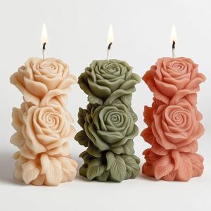 Moule Bougie Silicone Rose 3D, Moule &agrave; Bougie en Silicone pour DIY Cire, R&eacute;sine, Savon, Pl&acirc;tre,Moule &agrave; Bougies en Forme de Fleurs pour Maison, Mariage, Cadeau Cr&eacute;atif,D&eacute;coration d'int&eacute;rieur,Cadeaux (YINGBAO, neuf)