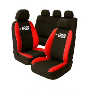 Susy Shop Housses de siège compatibles pour Clio avec dossier arrière divisible 1/3-2/3 housses de siège auto avec logo brodé fabriqué en Italie (noir - rouge) (Susy Shop, neuf)