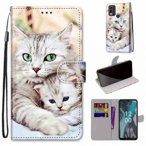 Mo-Somnus Coque pour Nokia C22 / C32, Etui en Cuir PU Portefeuille Housse Coque avec 360 Degr&eacute;s Silicone Antichoc Protection Cover Cuir Pochette Magn&eacute;tique und Flip B&eacute;quille (Chat 2) (Mo-Beauty EU Store, neuf)