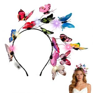 Serre Tete Papillon Femme, Serre-t&ecirc;te Papillon Bandeau Cheveux Femme, Papillons Serre-t&ecirc;te &agrave; Cheveux Lumineux, pour Carnaval Cosplay Mariage (Philise, neuf)