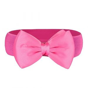 Yurosiay Ceinture &agrave; n&oelig;ud pour femme - Vintage - &Eacute;lastique - Large ceinture &agrave; la taille - Grand n&oelig;ud - En mousseline de soie - Mode - &Eacute;lastique - Avec n&oelig;ud - Pour femme et fille - Rouge rose - 62 cm (Yurosiay, neuf)