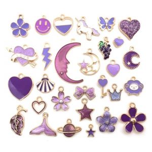 24 Pi&egrave;ces Charm Email Lune Etoile Pendentif Breloque Assorti Plaqu&eacute; Enamel Moon Star Earring Charm Email Chat C&eacute;leste Breloque Bricolage Boucle D'oreille Collier Bracelet Fabrication de Bijoux (zhenliguanglu60hao, neuf)