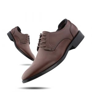 Hitmars Derby Homme Chaussure Cuir Chaussure Ville Oxford Brogues Chaussures à Lacet Costume Vernis Habillées Mariage 4-Marron EU 47 (Free Mobile OU, neuf)