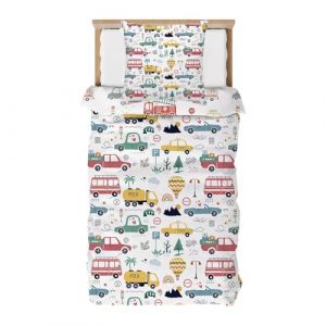 DJDEA Voiture Housse de Couette 140x200cm, Parure de Lit 1 Personne en, Parure de Lit en Microfibre 1 Personne, Housse de Couette Réversible Double Face avec Taie d'oreiller 65x65cm (Sky Wing Home Textile Products, neuf)