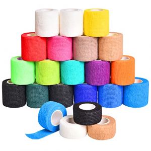 bandage autoadhésif 22 Rouleaux bande auto agrippante 5cm ×4,5m +2,5cm ×4,5m adhesive cohesive bandage bande auto adhésive tape crossfit strap doigt strapping cheville medical elastique chien (hai nan hui jun ke ji you xian gong si, neuf)