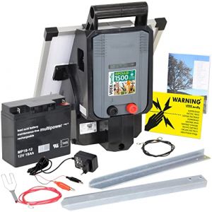 VOSS.farming Electrificateur 12 V Apollo 1500" avec Panneau Solaire 15 W, pour clôtures électriques, pour clôtures de pâturage, Set Complet (cloture-electrique-expert, neuf)