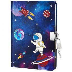 Journal Astronaute pour Garçons - Lumineux Carnet de Dinosaure pour Enfants École Voyage Journal Intime Couverture Rigide a5 Ligné Cahiers Écriture Dessin Blocs Notes Avec Serrure et Clés (Nuoly, neuf)