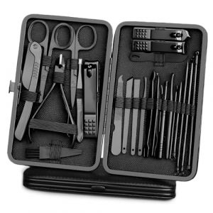 Kit Manucure, Kit Manucure Pedicure Coupe Ongle, 24pcs Coupe Ongle Professionnel Set en Acier Inoxydable, Professionnel Trousse Femme Homme Manicure Complet Accessoires, pour Voyage Et à La Maison (Tomalithic, neuf)