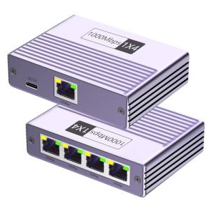 Switch Ethernet 1 à 4, Switch Ethernet 4 Port, 1000 Mbps Hub RJ45 Splitter Network, Network LAN Multiprise RJ45 Répartiteur rj45 Splitter pour Ordinateur, Hub, Commutateur,Routeur, Décodeur (Honpzz-EU, neuf)