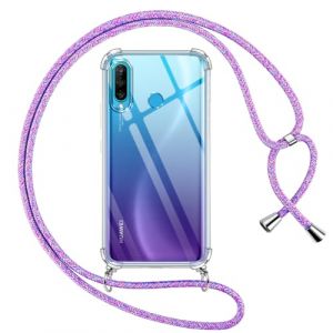 Pnakqil Coque pour Huawei P30 Lite avec Cordon, Transparente Silicone Housse avec R&eacute;glable de Collier Anti-Chute Etui pour Huawei P30 Lite 6.15 Pouces, &Egrave;tuis &agrave; Bandouli&egrave;re [Violet 01] (UNA KADAMS, neuf)