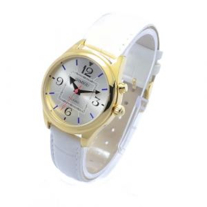 SHMIOU Montre parlante française pour aveugles Seniors malvoyants Montre Bracelet Femme en Cuir Blanc XM-FR-230401 (SHMIOU Montre Parlante, neuf)