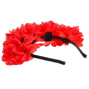 ULTECHNOVO Serrage-T&ecirc;te Bandeau Mariage Grosse Fleur Rouge en Tissu Accessoire Coiffure Mari&eacute;e et Demoiselle d'Honneur Guirlande de Fleur D&eacute;corative pour Saint-Valentin et S&eacute;ances Photo (Chad Bi, neuf)