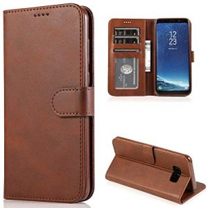 CTIUYA Coque pour Samsung Galaxy S8, Étui Flip Case en Cuir Portefeuille Coque à Rabat Housse avec Porte Carte Magnétique Antichoc Protection Complète Etui pour Samsung Galaxy S8,Brun (CTIUYA, neuf)
