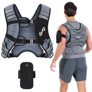 Sportneer Gilet lesté pour entraînement de course à pied 3,6 kg/5,4 kg/6,8 kg/9 kg/11 kg Gilet de course à pied avec bande réfléchissante pour entraînement, musculation, fitness, musculation (TSMART, neuf)