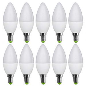 Lot de 10 ampoules LED flamme 6 W = 40 W E14 mat 160&deg; Blanc lumi&egrave;re du jour 6000 K (ncc-design, neuf)
