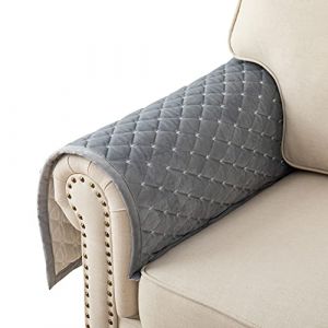 Eismodra Housse d'accoudoir,Housse Canap&eacute; 3 Places avec Accoudoirs,Couverture Canap&eacute; d'angle en L Antid&eacute;rapant en Velours Lavable pour Chien Chat Enfant,Gris Clair 70x70 cm (Seulement 1 Pi&egrave;ce) (Eismodra, neuf)