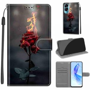 Coque pour Honor 90 Lite 5G / Honor X50i 5G, Housse Etui Portefeuille Cuir Multifonction, Fermeture Magn&eacute;tique &agrave; Clapet Anti-Choc Compatible avec Coque Honor 90 Lite Book - Flamme Rose (KENHONER, neuf)