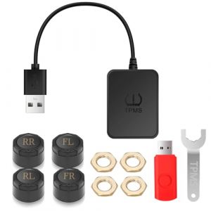 Liwogi Syst&egrave;me de surveillance de la pression des pneus de voiture avec chargement USB, pour affichage de navigation Android, outil de surveillance de la pression des pneus TPMS universel avec 4 (UKAUTO, neuf)