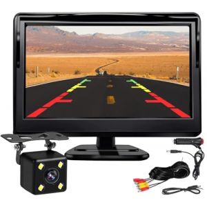 Kairiyard 5 Pouces Voiture HD LCD Moniteur 12 V-24 V avec 4 LED Vision Nocturne Cam&eacute;ra de recul &eacute;tanch pour Voiture, SUV, Van, Pickups et Camions (HUIYOU EU, neuf)