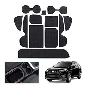 GAFAT Toyot-a RAV4 2019-2024 2025 Tapis Antid&eacute;rapants en Caoutchouc, RAV4 Hybrid 2025 Tapis pour Console Centrale, Support de Gobelet, Couture de Porte, Compatible avec Toyota RAV4 Accessoires (Noir) (GAFAT(EU), neuf)