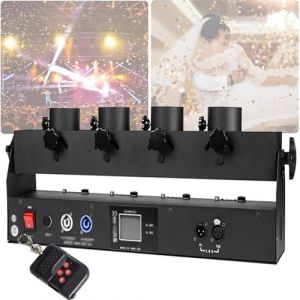 Lanceur de confettis électrique Canon à confettis à 4 coups DMX/télécommande pour mariage Disco Show Club Stage Party, machine à souffler les confettis DMX512 et télécommande (XIAOWU-SHOP, neuf)