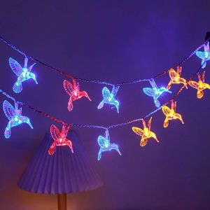 FANSU Guirlande Lumineuse Solaire Exterieure, Lumi&egrave;re Solaire Ext&eacute;rieure Jardin Deco Colibri 8 Modes IP44 &Eacute;tanche pour D&eacute;coration F&ecirc;te Mariage Terrasse Balcon Pergola (Color&eacute;,5 M/20 LED) (JINBO, neuf)