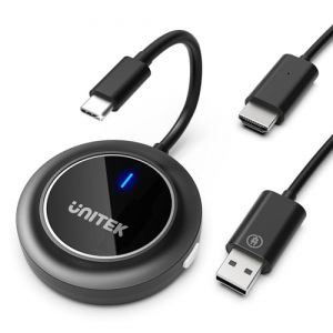 Unitek &Eacute;metteur et r&eacute;cepteur sans fil USB C vers HDMI 5G USB C HDMI pour streaming vid&eacute;o audio depuis ordinateur portable, PC vers HDTV, projecteur, extendeur sans fil FHD, r&eacute;cepteur satellite HD (Arsuie, neuf)