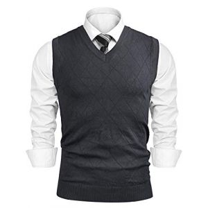 iClosam Pull à sans Manche Homme Col V Tricot Gilet Homme (sans Chemise) - Gris Foncé 2 - M (YUANFANWEI-EU, neuf)