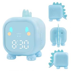 Edillas R&eacute;veil Enfants Filles Gar&ccedil;ons Digital, R&eacute;veil Dinosaure Lumi&egrave;re Color&eacute;e/Compte &agrave; Rebours/R&eacute;p&eacute;tition/Alarme 2 Groupes/6 Sonneries/Volume R&eacute;glable/Horloge de Bureau Rechargeable Enfants (Yadelai, neuf)