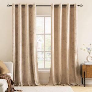 MIULEE Rideaux en Velours Décoratifs Doux Rideau Opaque Rideau Thermique Rideaux Velours Oeillets Rideau pour Chambre et Salon Lot de 2 140x300 cm Beige (MIULEE HOME, neuf)