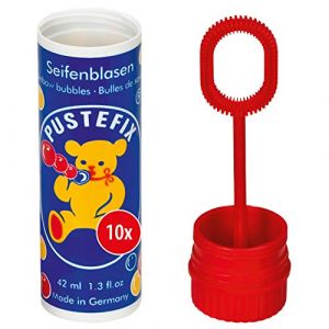 PUSTEFIX Lot de 10 bulles de savon classiques 42 ml I Bulles arc-en-ciel colorées fabriquées en Allemagne I Bulles de savon pour mariage, anniversaire d'enfant, bureau civil, fête de mariage I 10 x 42 (dailyshopping24_France, neuf)
