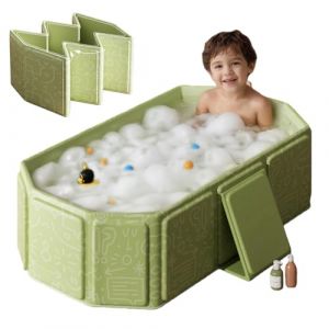 Baignoire B&eacute;b&eacute; Pliable, Grande Baignoire Enfant, Baignoire B&eacute;b&eacute; Pliable, Baignoire Pliable Portable, Baignoire Enfant Pour Douche, Baignoire Rectangulair Pour Les Bains Chauds Et Glac&eacute;s, 0-5 Ans,Verte (IKSETERATA, neuf)